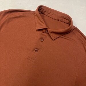 Lululemon Evolution Polo Shirt Men's Small Red Orange Stretch Athletic